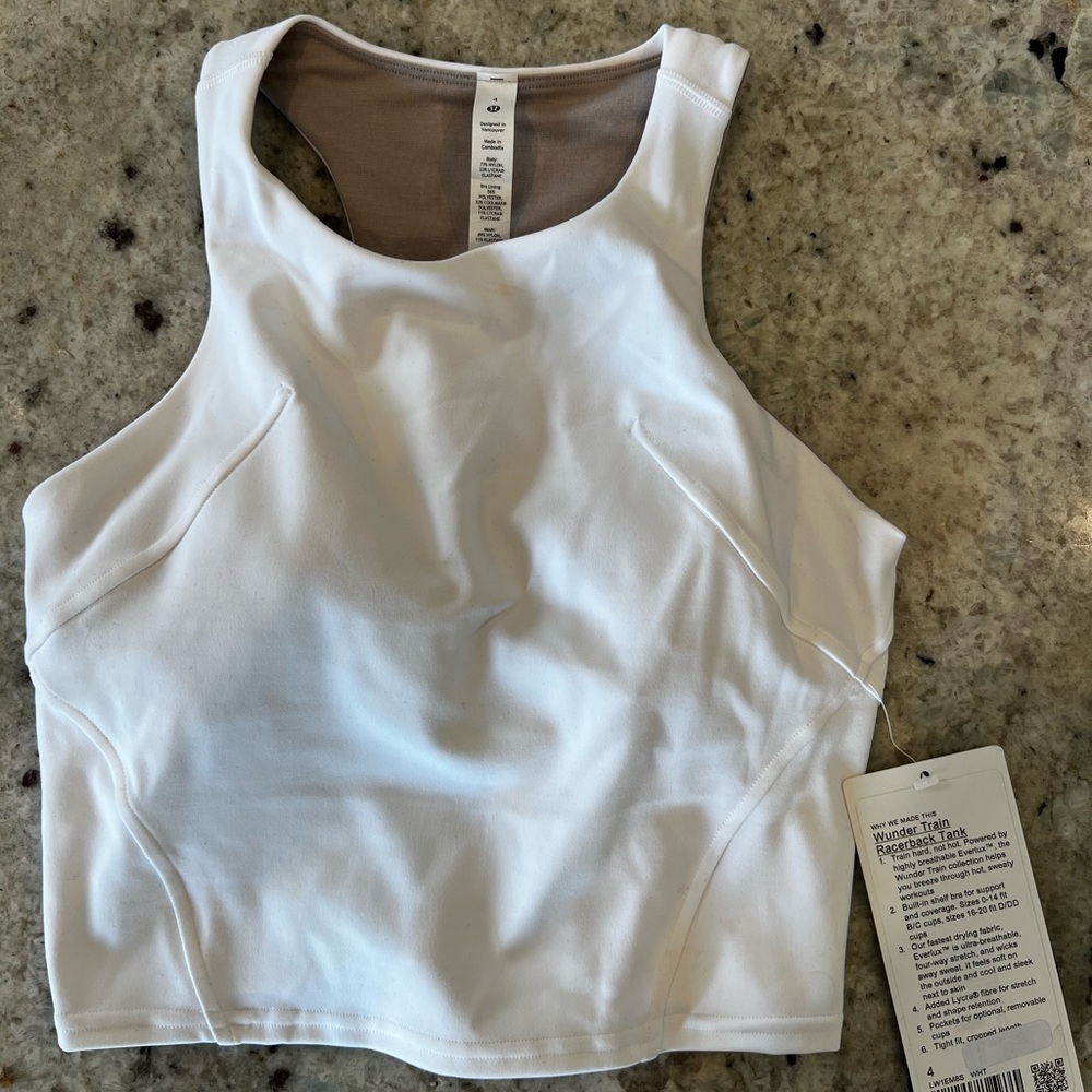 Wunder Train Racerback Tank white size 4 NWT